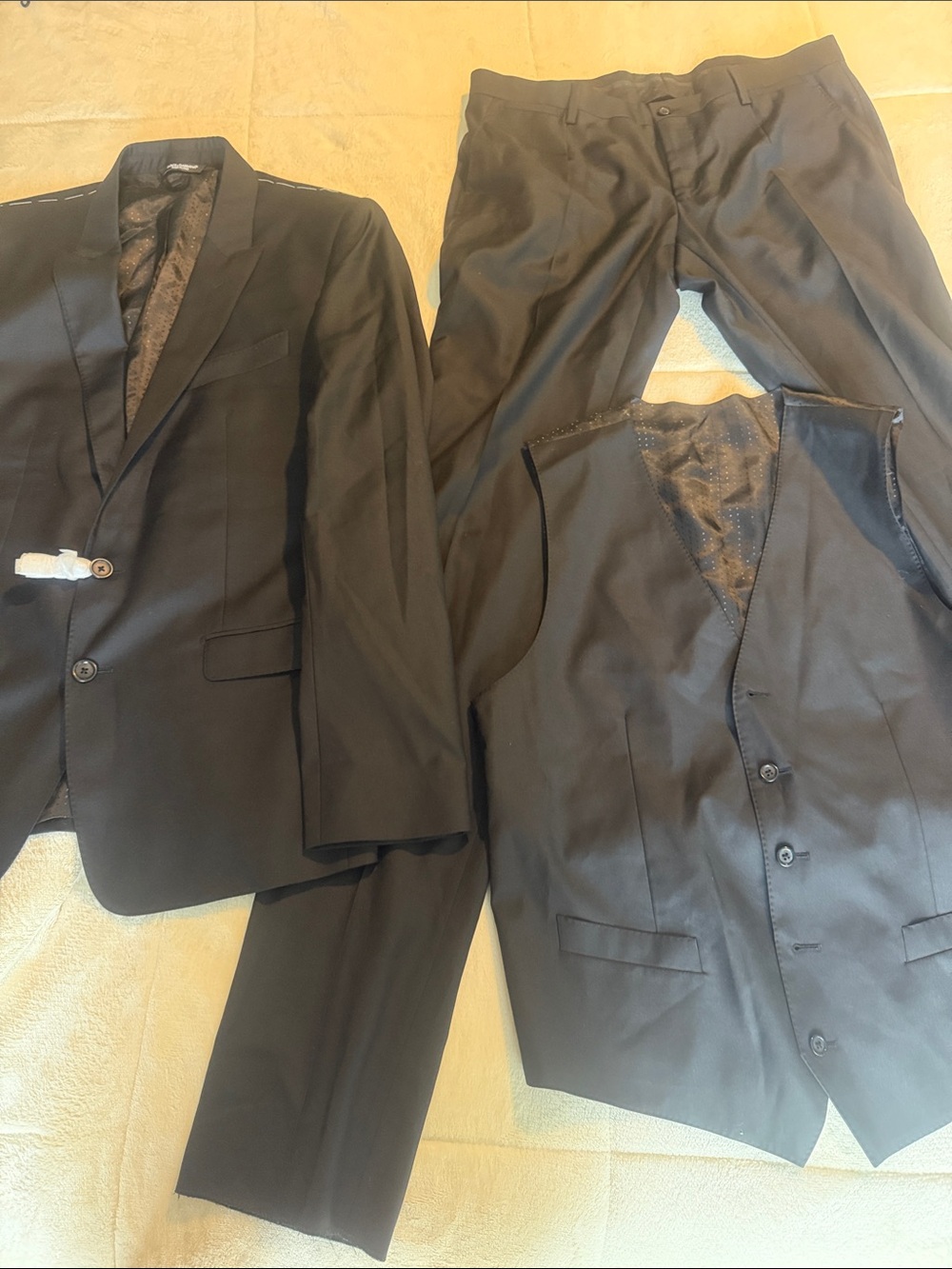 Dolce & Gabbana Black Three-Piece Suit - Jacket, Vest & Trousers